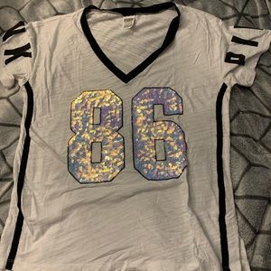 VS PINK RARE OPAL SHIFT SEQUIN LEGGING TEE (sz s)